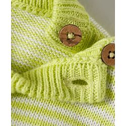 Babyhug Organic Cotton Knit Full Sleeves Striped Pullover Sweater Set with Cap & Tiger Patch Detailing - Limegreen