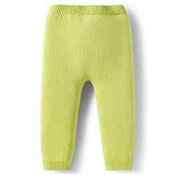 Babyhug Organic Cotton Knit Full Sleeves Striped Pullover Sweater Set with Cap & Tiger Patch Detailing - Limegreen