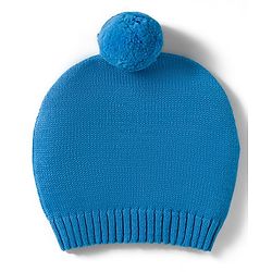 Babyhug Organic Cotton Knitted Full Raglan Sleeves Sweater Set With Tractor Design & Cap - Blue