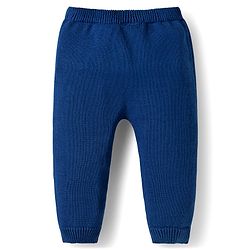 Babyhug Organic Cotton Knit Full Sleeves Sweater Set with Color Block Design Tiger Patch Pocket Detailing & Cap - Blue Yellow & Grey