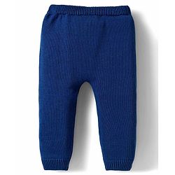 Babyhug Organic Cotton Knit Full Sleeves Sweater Set with Color Block Design Tiger Patch Pocket Detailing & Cap - Blue Yellow & Grey