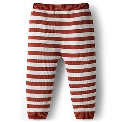 Babyhug Organic Cotton Knit Full Raglan Sleeves Striped Pullover Sweater Set with Cap & Fox Patch Detailing - Brown