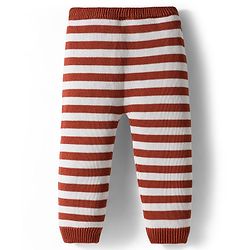 Babyhug Organic Cotton Knit Full Raglan Sleeves Striped Pullover Sweater Set with Cap & Fox Patch Detailing - Brown