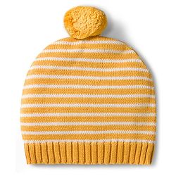 Babyhug Organic Cotton Knitted Full Sleeves Striped Pullover Sweater Set With Dog Embroidery - Yellow