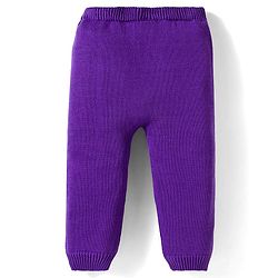 Babyhug Organic Cotton Knit Full Sleeves Striped Pullover Sweater Set with Cap & Embroidery - Purple