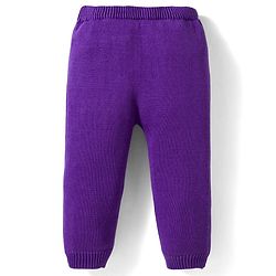 Babyhug Organic Cotton Knit Full Sleeves Striped Pullover Sweater Set with Cap & Embroidery - Purple