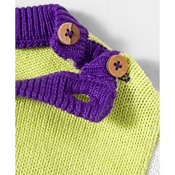 Babyhug Organic Cotton Knit Full Sleeves Striped Pullover Sweater Set with Cap & Embroidery - Purple