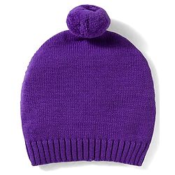 Babyhug Organic Cotton Knit Full Sleeves Striped Pullover Sweater Set with Cap & Embroidery - Purple