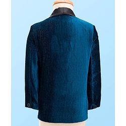 Babyhug Knit Full Sleeves Solid 3 Piece Party Suit With Bow - Navy Blue & White