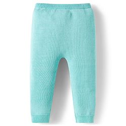 Babyhug Organic Cotton Knit Full Sleeves Striped Pullover Sweater Set with Cap & Patch Detailing - Aqua Blue