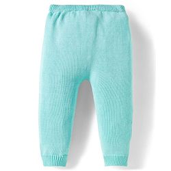 Babyhug Organic Cotton Knit Full Sleeves Striped Pullover Sweater Set with Cap & Patch Detailing - Aqua Blue