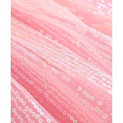 Babyhug Woven Sleeveless Mesh Party Dress with Bow Applique & Sequin Detailing - Pink