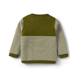 Babyhug Organic Cotton Knitted Full Sleeves Pullover Sweater Set With Tiger Embroidery & Cap - Olive Green