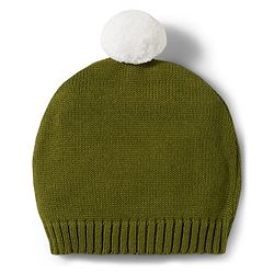 Babyhug Organic Cotton Knitted Full Sleeves Pullover Sweater Set With Tiger Embroidery & Cap - Olive Green