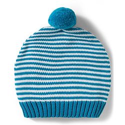 Babyhug Organic Cotton Knit Full Raglan Sleeves Striped Pullover Sweater Set with Cap & Bear Patch Detailing - Teal Blue