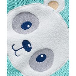 Babyhug Organic Cotton Knit Full Raglan Sleeves Striped Pullover Sweater Set with Cap & Bear Patch Detailing - Teal Blue