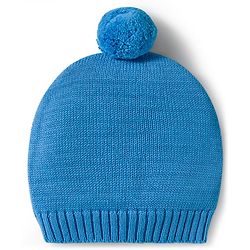 Babyhug Organic Cotton Knit Full Sleeves Sweater Set with Stripes & Bee Nice Patch & Cap - Blue