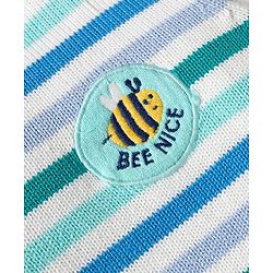 Babyhug Organic Cotton Knit Full Sleeves Sweater Set with Stripes & Bee Nice Patch & Cap - Blue