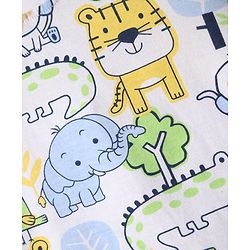 Babyhug Single Jersey Knit Dungaree & Half Sleeves T-Shirt With Dino Print - Blue