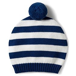 Babyhug Organic Cotton Knitted Full Raglan Sleeves Striped Sweater Set With Zebra Embroidery & Cap - Multicolor