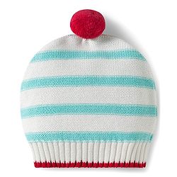 Babyhug Organic Cotton Knit Full Sleeves Sweater Set with Stripes & Yatch Design & Cap - Light Blue