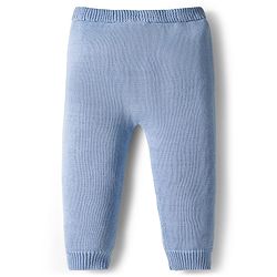Babyhug Organic Cotton Knit Full Sleeves Striped Pullover Sweater Set with Cap & Unicorn Patch Detailing - Light Blue
