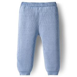 Babyhug Organic Cotton Knit Full Sleeves Striped Pullover Sweater Set with Cap & Unicorn Patch Detailing - Light Blue