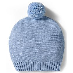 Babyhug Organic Cotton Knit Full Sleeves Striped Pullover Sweater Set with Cap & Unicorn Patch Detailing - Light Blue