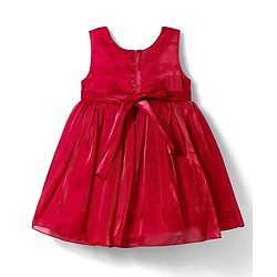 Babyhug Woven Sleeveless Solid Color Party Dress with Floral Applique - Red