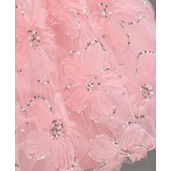 Babyhug Woven Sleeveless Party Dress with Sequin & Floral Detailing & Bow Applique - Light Pink