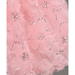 Babyhug Woven Sleeveless Party Dress with Sequin & Floral Detailing & Bow Applique - Light Pink