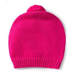 Babyhug Organic Cotton Knitted Full Sleeves Sweater Set With Butterfly Design & Cap - Dark Pink & White