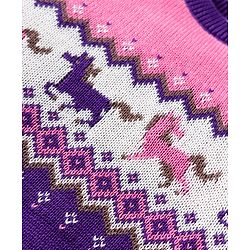 Babyhug Organic Cotton Knitted Full Sleeves Pullover Sweater Set With Horse Design & Cap - Purple & Pink