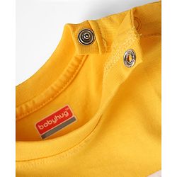 Babyhug Single Jersey Knit Half Sleeves T-Shirt & Short Set With Text Print - Yellow & Blue