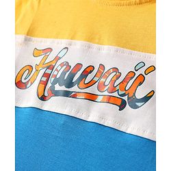 Babyhug Single Jersey Knit Half Sleeves T-Shirt & Short Set With Text Print - Yellow & Blue