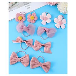 Babyhug Free Size Rubber Bands Floral and Bow Applique Pack of 10 - Pink