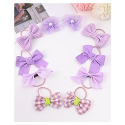 Babyhug Rubber Bands with Bow and Floral Applique Pack of 10 - Lilac