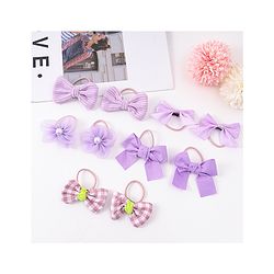Babyhug Rubber Bands with Bow and Floral Applique Pack of 10 - Lilac