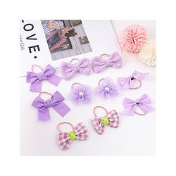 Babyhug Rubber Bands with Bow and Floral Applique Pack of 10 - Lilac