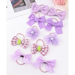 Babyhug Rubber Bands with Bow and Floral Applique Pack of 10 - Lilac