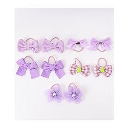 Babyhug Rubber Bands with Bow and Floral Applique Pack of 10 - Lilac