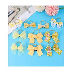 Babyhug Free Size Rubber Bands with Bow Applique Pack of 10 - Yellow