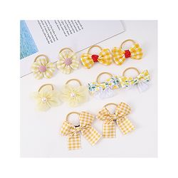 Babyhug Free Size Rubber Bands with Bow and Floral Applique Pack of 10 - Yellow