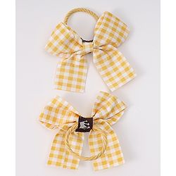 Babyhug Free Size Rubber Bands with Bow and Floral Applique Pack of 10 - Yellow