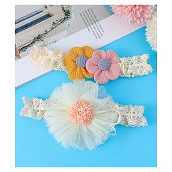 Babyhug Free Size Headbands with Floral Applique Pack of  2 - White