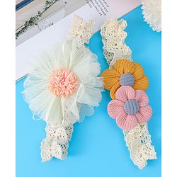 Babyhug Free Size Headbands with Floral Applique Pack of  2 - White