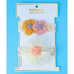 Babyhug Free Size Headbands with Floral Applique Pack of  2 - White