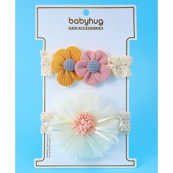 Babyhug Free Size Headbands with Floral Applique Pack of  2 - White