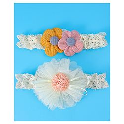 Babyhug Free Size Headbands with Floral Applique Pack of  2 - White