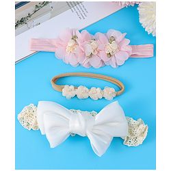 Babyhug Free Size Headbands with Floral & Bow Pack of 3 - Multicolor